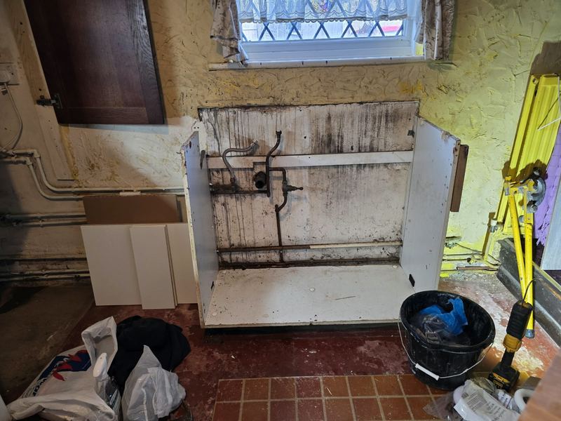 The old sink unit taken out.